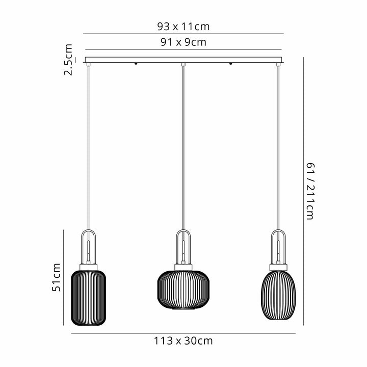 Nelson Lighting NLK15559 | Acme Aged Pewter | 3-Light Linear Pendant