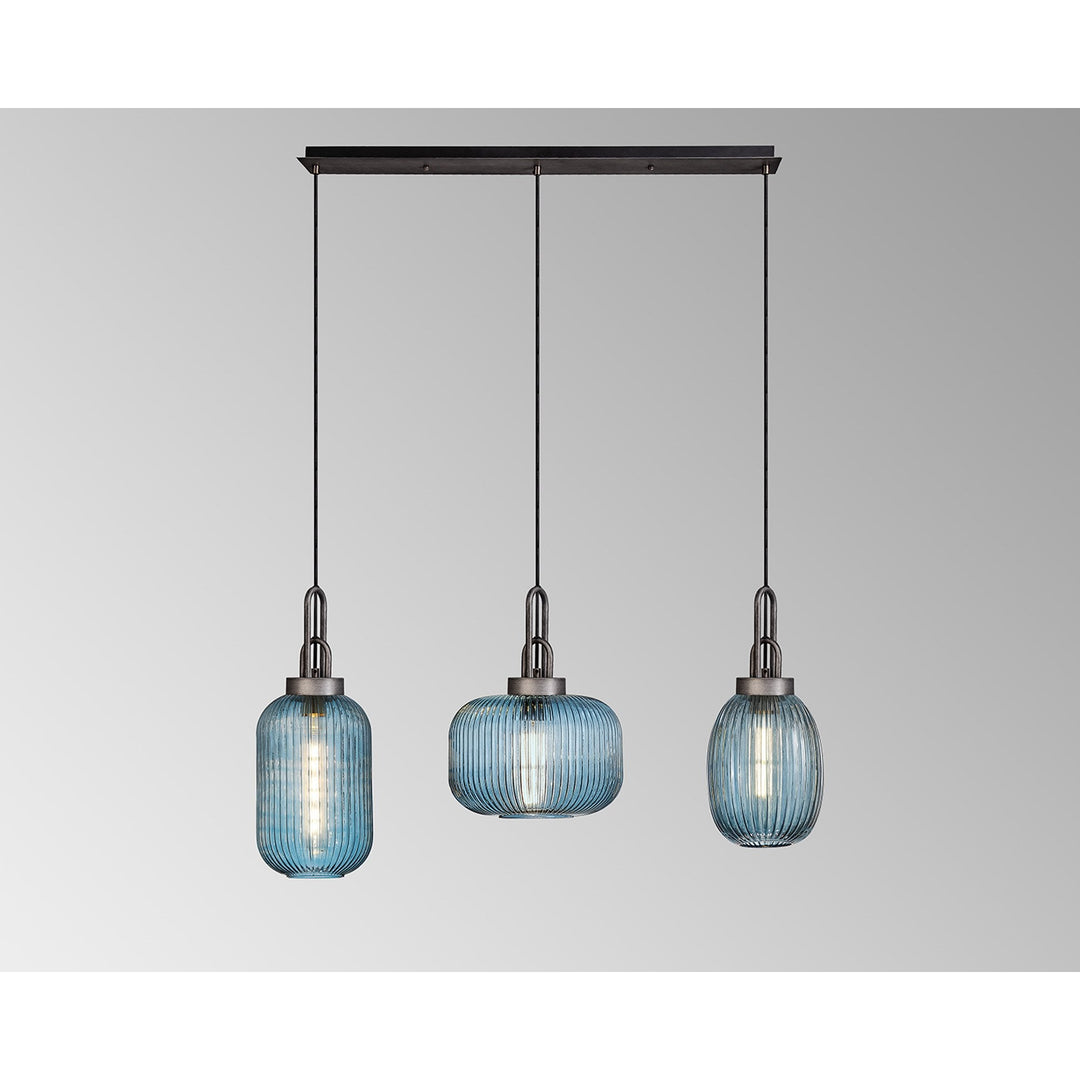 Nelson Lighting NLK15559 | Acme Aged Pewter | 3-Light Linear Pendant