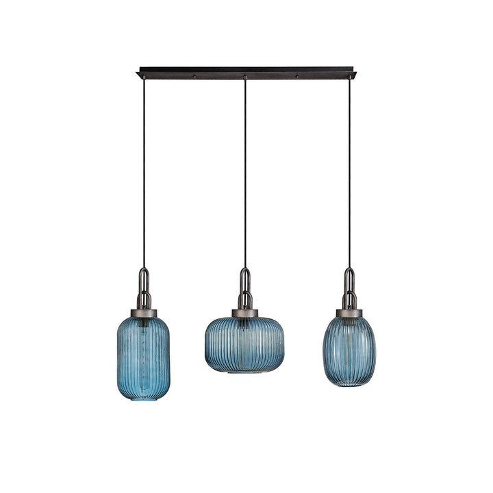 Nelson Lighting NLK15559 | Acme Aged Pewter | 3-Light Linear Pendant