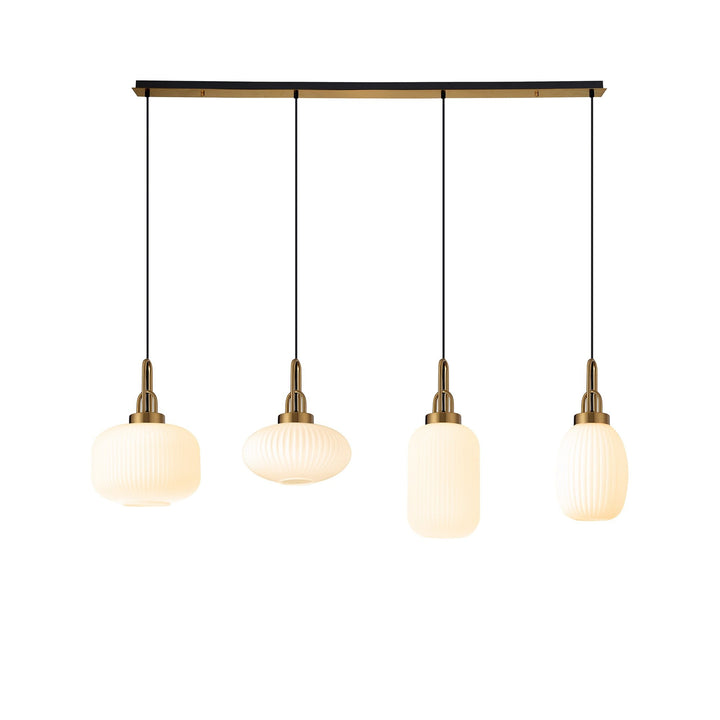 Nelson Lighting NLK15569 Acme 4 Light Linear Pendant Brass Gold Matt Black