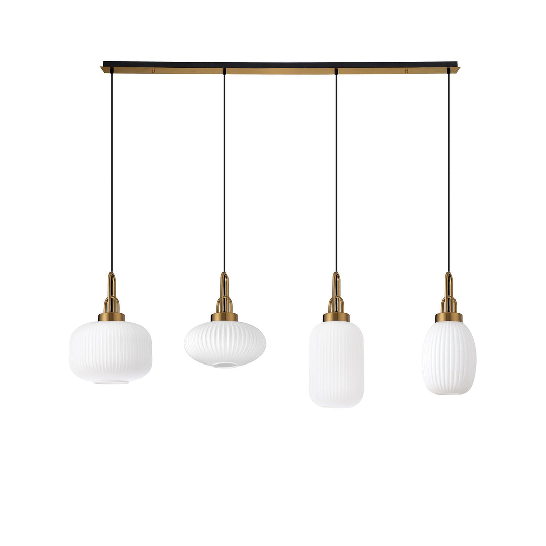 Nelson Lighting NLK15569 Acme 4 Light Linear Pendant Brass Gold Matt Black