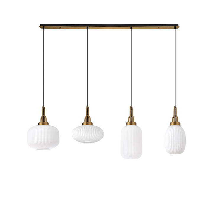 Nelson Lighting NLK15569 Acme 4 Light Linear Pendant Brass Gold Matt Black