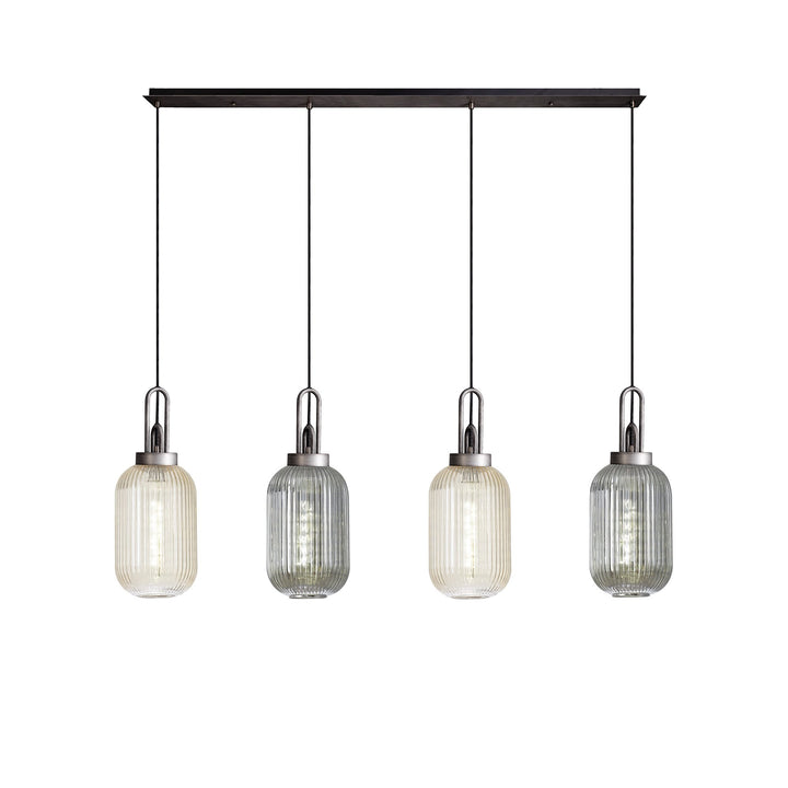 Nelson Lighting NLK15579 Acme 4 Light Linear Pendant Aged Pewter Matt Black