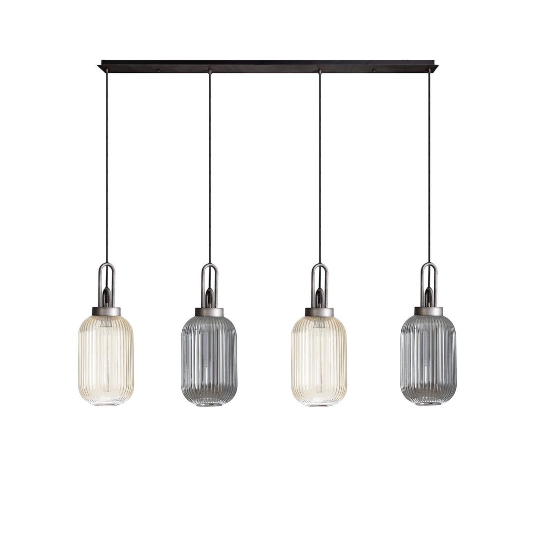 Nelson Lighting NLK15579 Acme 4 Light Linear Pendant Aged Pewter Matt Black