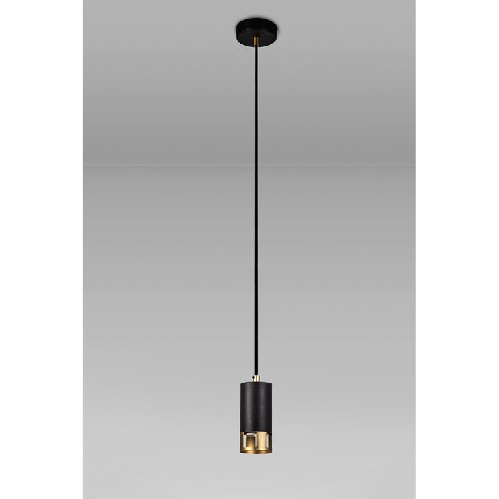 Nelson Lighting NL71239 Adner 1 Light Pendant Black Painted Gold