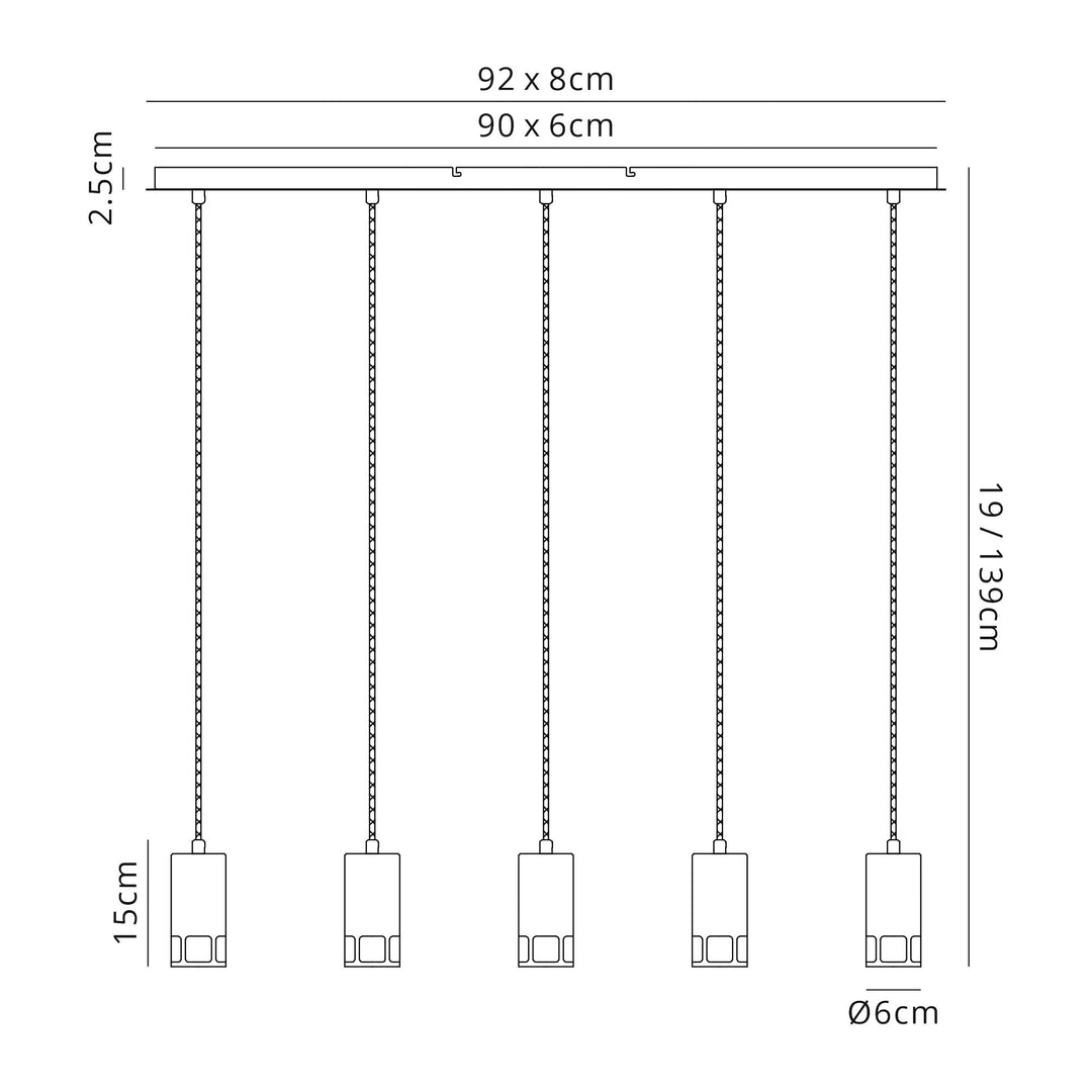 Nelson Lighting NL71249 Adner 5 Light Bar Pendant Black Painted Gold