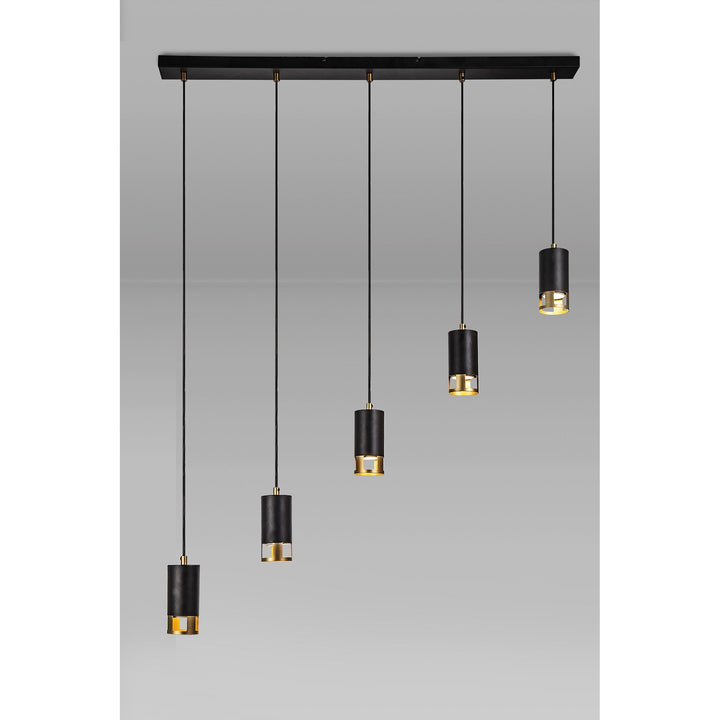 Nelson Lighting NL71249 Adner 5 Light Bar Pendant Black Painted Gold