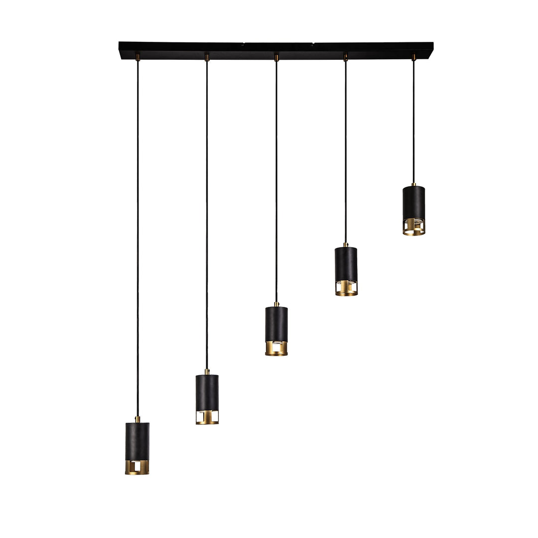 Nelson Lighting NL71249 Adner 5 Light Bar Pendant Black Painted Gold