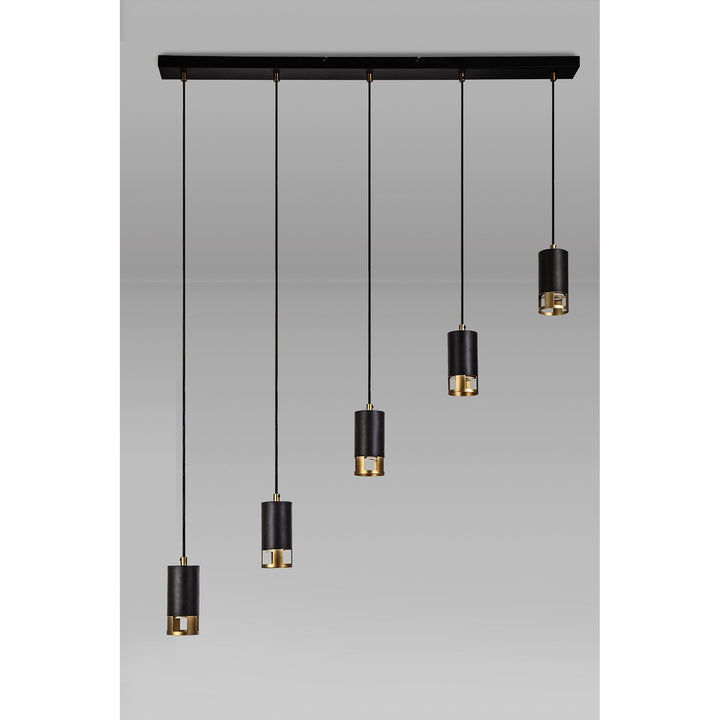 Nelson Lighting NL71249 Adner 5 Light Bar Pendant Black Painted Gold