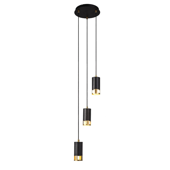 Nelson Lighting NL71259 Adner 3 Light Round Pendant Black Painted Gold