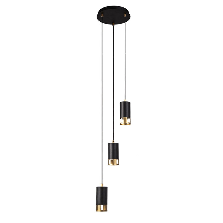 Nelson Lighting NL71259 Adner 3 Light Round Pendant Black Painted Gold