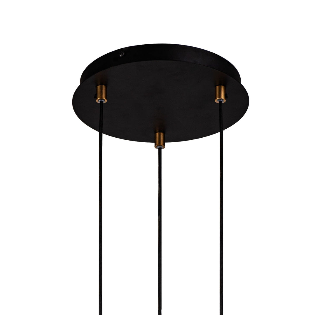 Nelson Lighting NL71259 Adner 3 Light Round Pendant Black Painted Gold