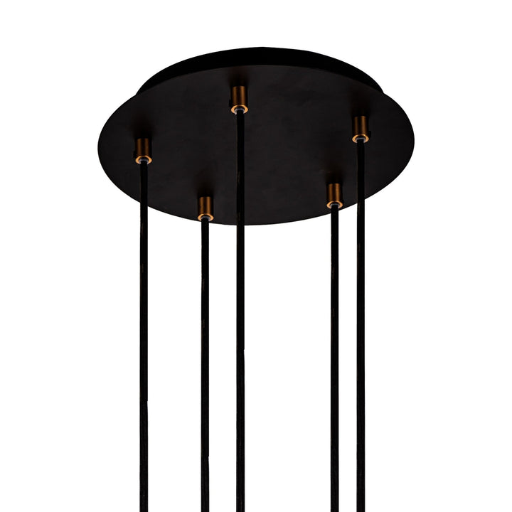 Nelson Lighting NL71269 Adner 5 Light Round Pendant Black Painted Gold