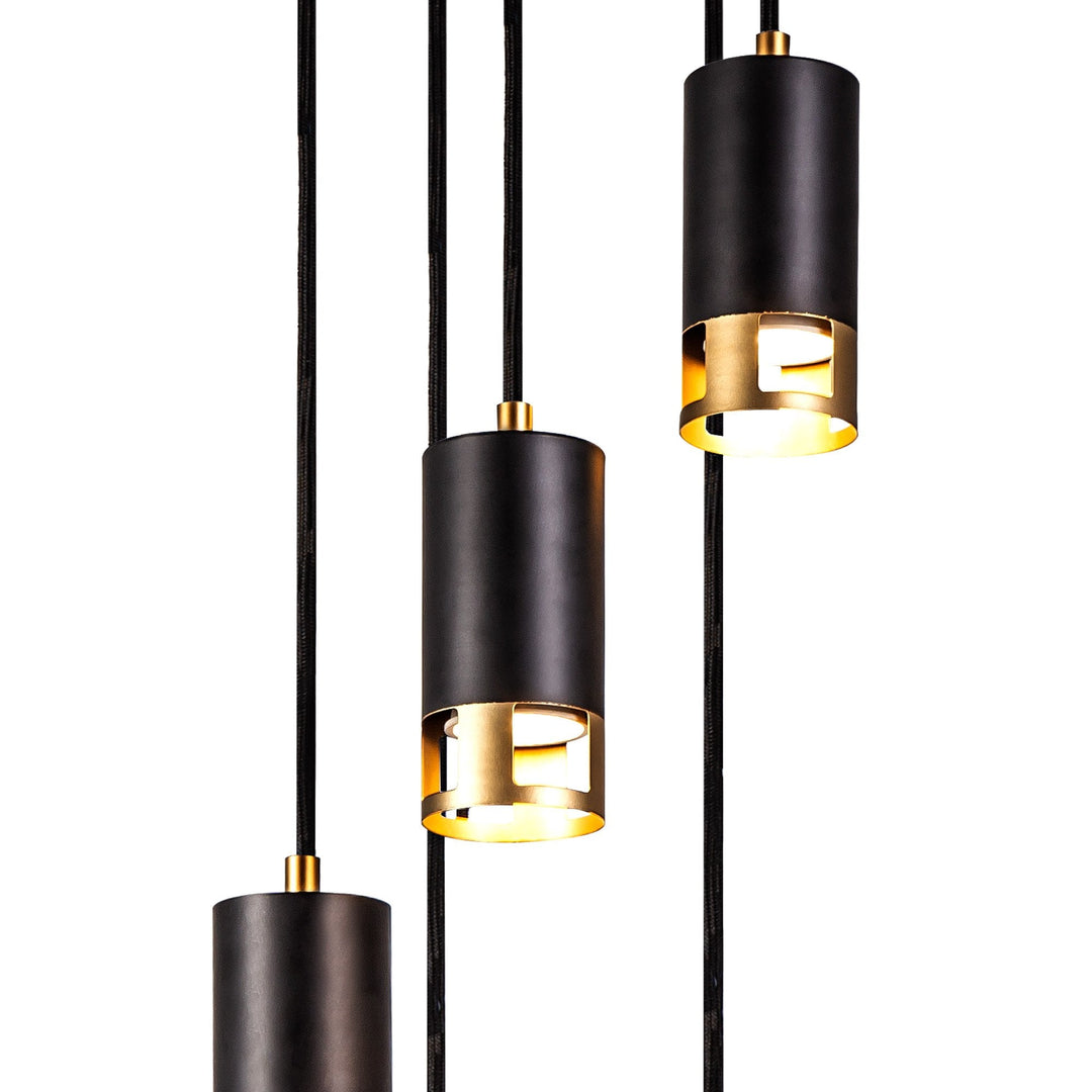 Nelson Lighting NL71269 Adner 5 Light Round Pendant Black Painted Gold