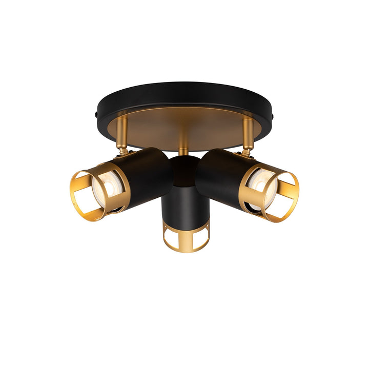 Nelson Lighting NL99549 Adner 3 Light Round Spotlight Black Painted Gold