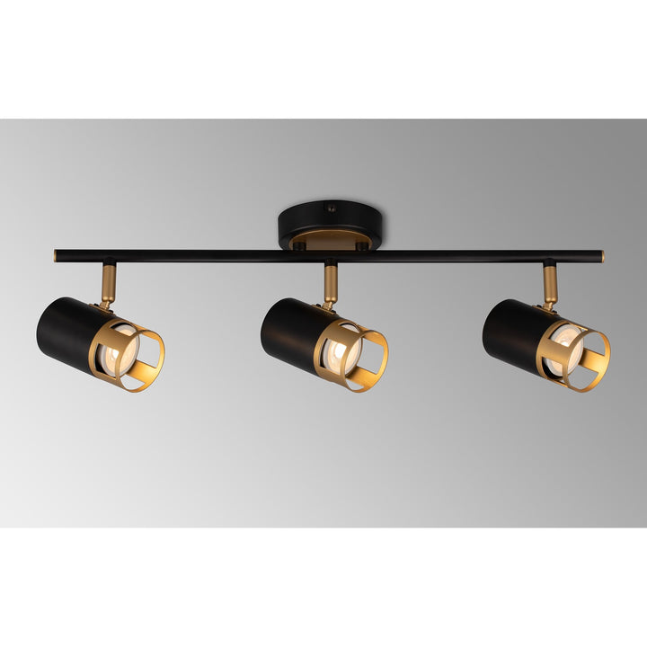 Nelson Lighting NL99569 Adner 3 Light Linear Bar Spotlight Black Painted Gold