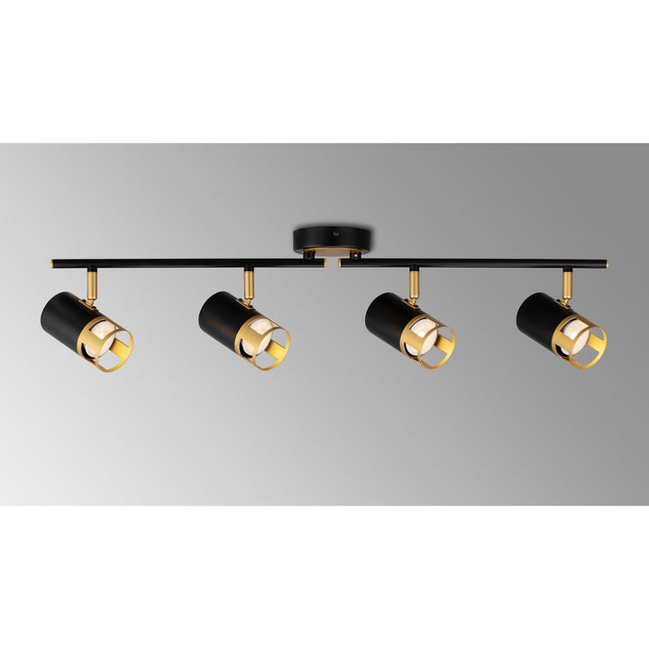 Nelson Lighting NL99579 Adner 4 Light Linear Bar Spotlight Black Painted Gold