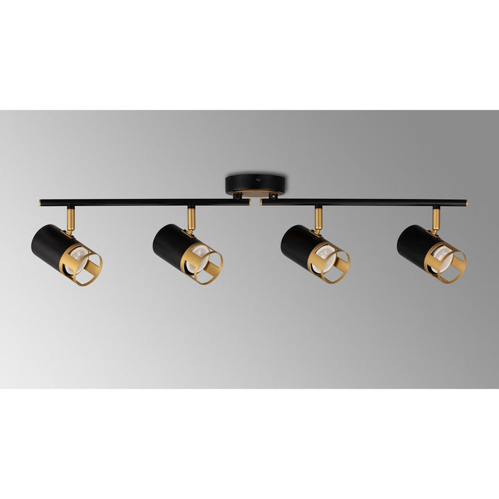 Nelson Lighting NL99579 Adner 4 Light Linear Bar Spotlight Black Painted Gold