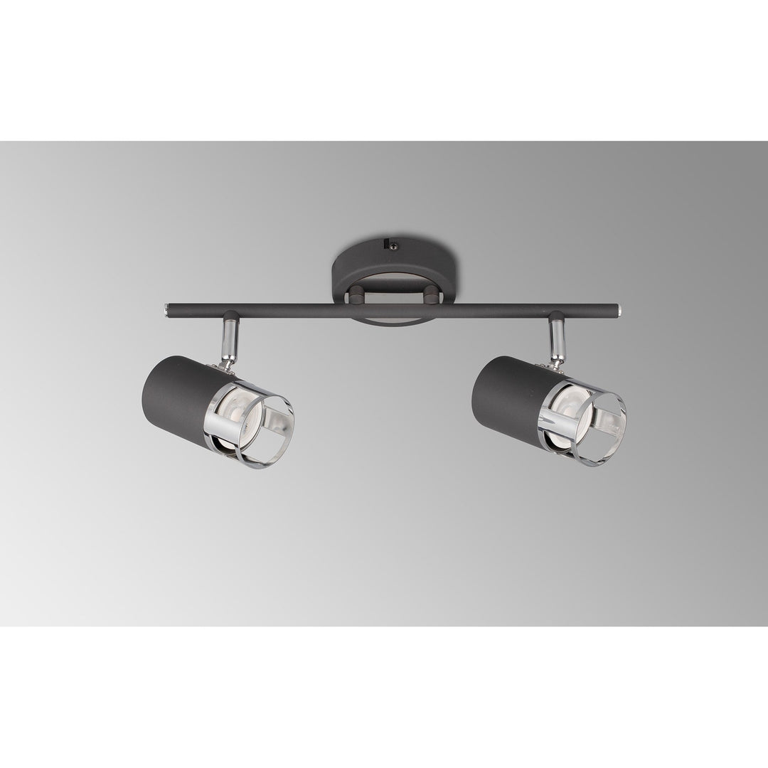 Nelson Lighting NL99609 Adner 2 Light Linear Bar Spotlight Graphite Polished Chrome