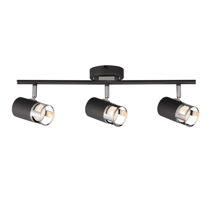 Nelson Lighting NL99619 Adner 3 Light Linear Bar Spotlight Graphite Polished Chrome