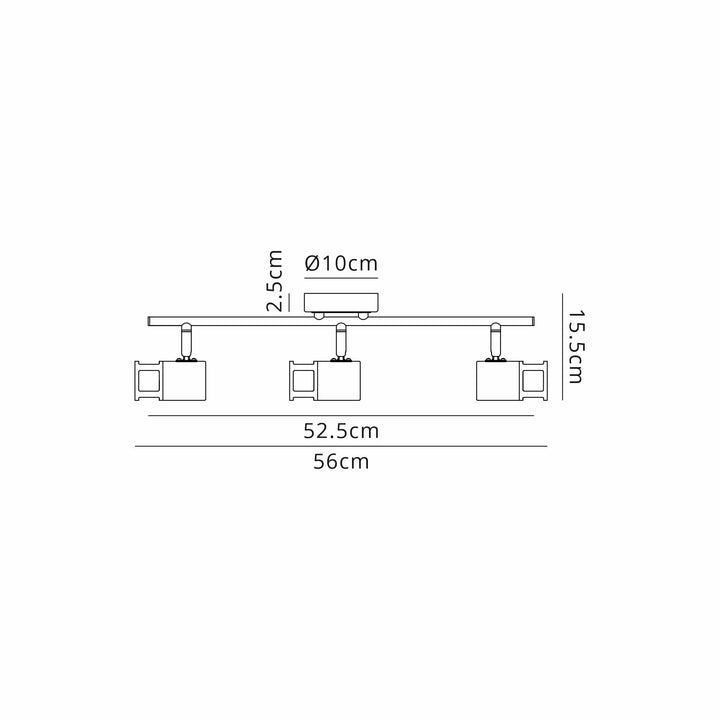 Nelson Lighting NL99619 Adner 3 Light Linear Bar Spotlight Graphite Polished Chrome