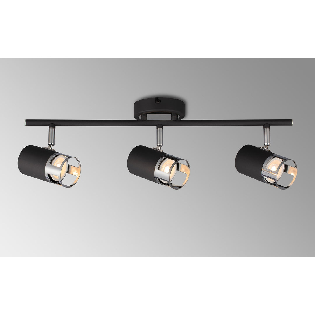 Nelson Lighting NL99619 Adner 3 Light Linear Bar Spotlight Graphite Polished Chrome