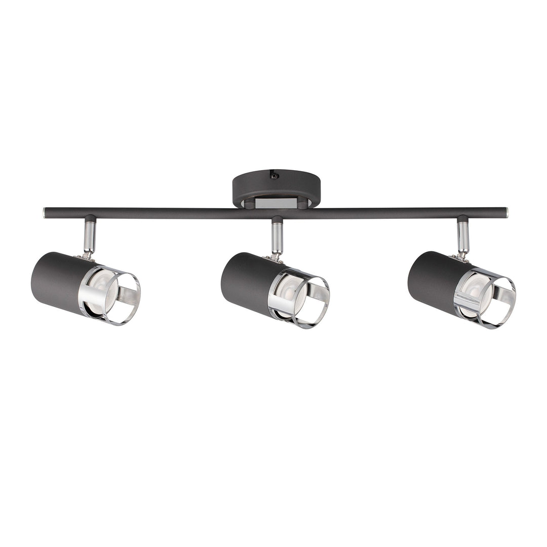 Nelson Lighting NL99619 Adner 3 Light Linear Bar Spotlight Graphite Polished Chrome