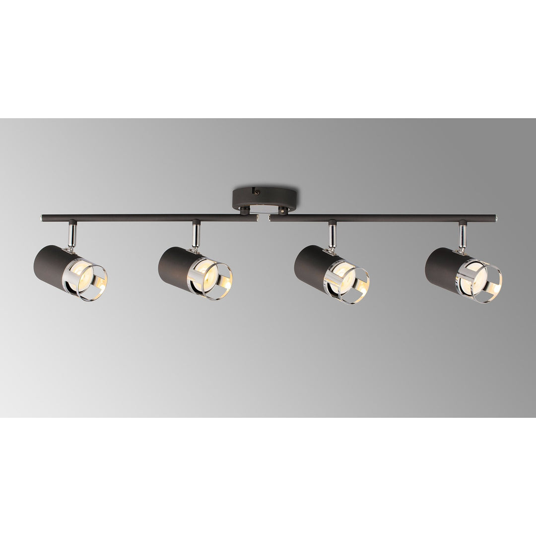 Nelson Lighting NL99629 Adner 4 Light Linear Bar Spotlight Graphite Polished Chrome