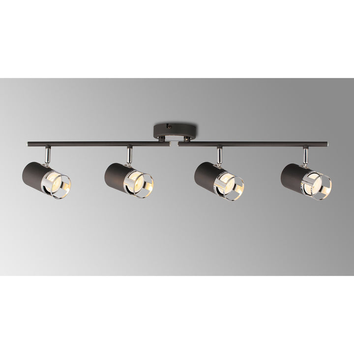 Nelson Lighting NL99629 Adner 4 Light Linear Bar Spotlight Graphite Polished Chrome