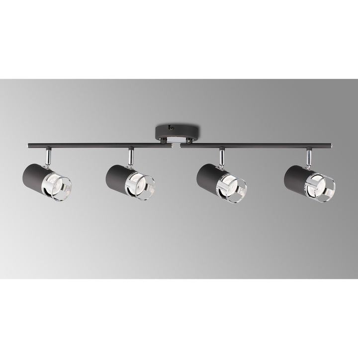 Nelson Lighting NL99629 Adner 4 Light Linear Bar Spotlight Graphite Polished Chrome