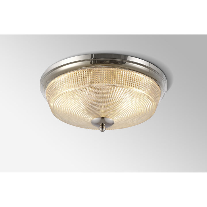 Nelson Lighting NL93789 Albay 2 Light Bathroom Flush Ceiling Light Polished Nickel