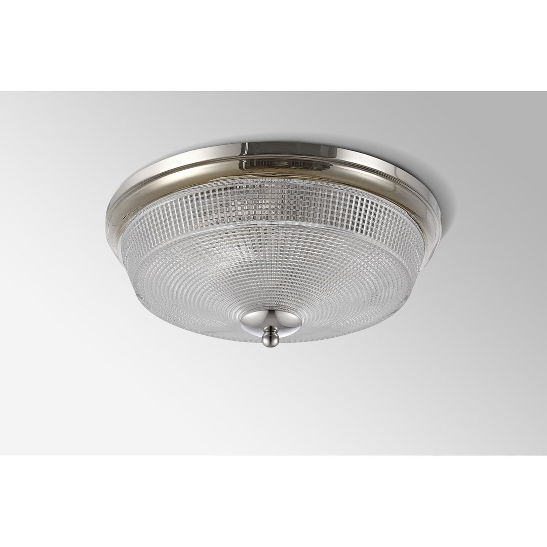 Nelson Lighting NL93789 Albay 2 Light Bathroom Flush Ceiling Light Polished Nickel