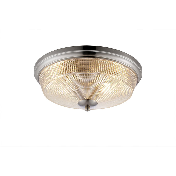 Nelson Lighting NL93809 Albay 2 Light Bathroom Flush Ceiling Light Satin Nickel