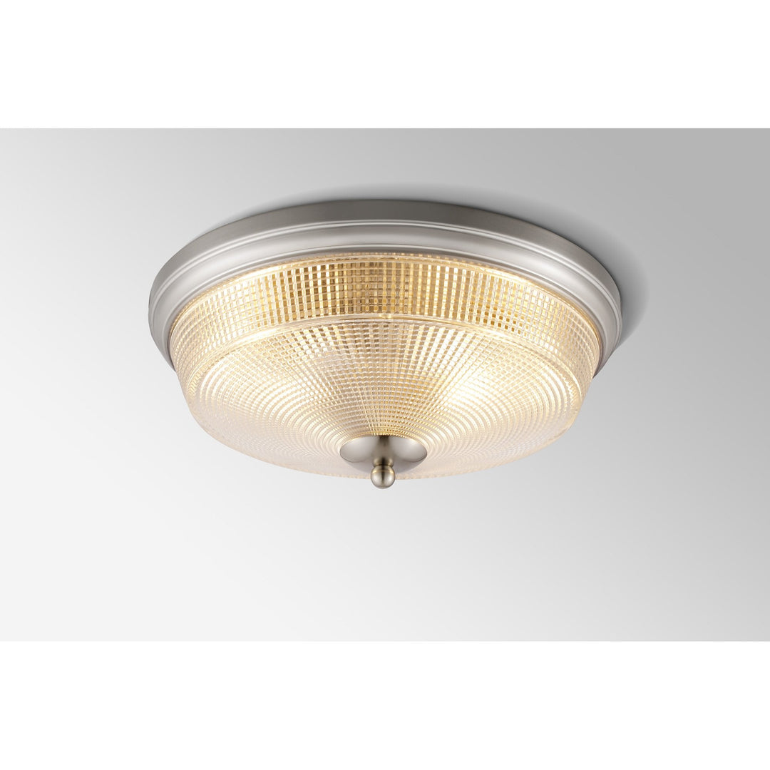 Nelson Lighting NL93809 Albay 2 Light Bathroom Flush Ceiling Light Satin Nickel