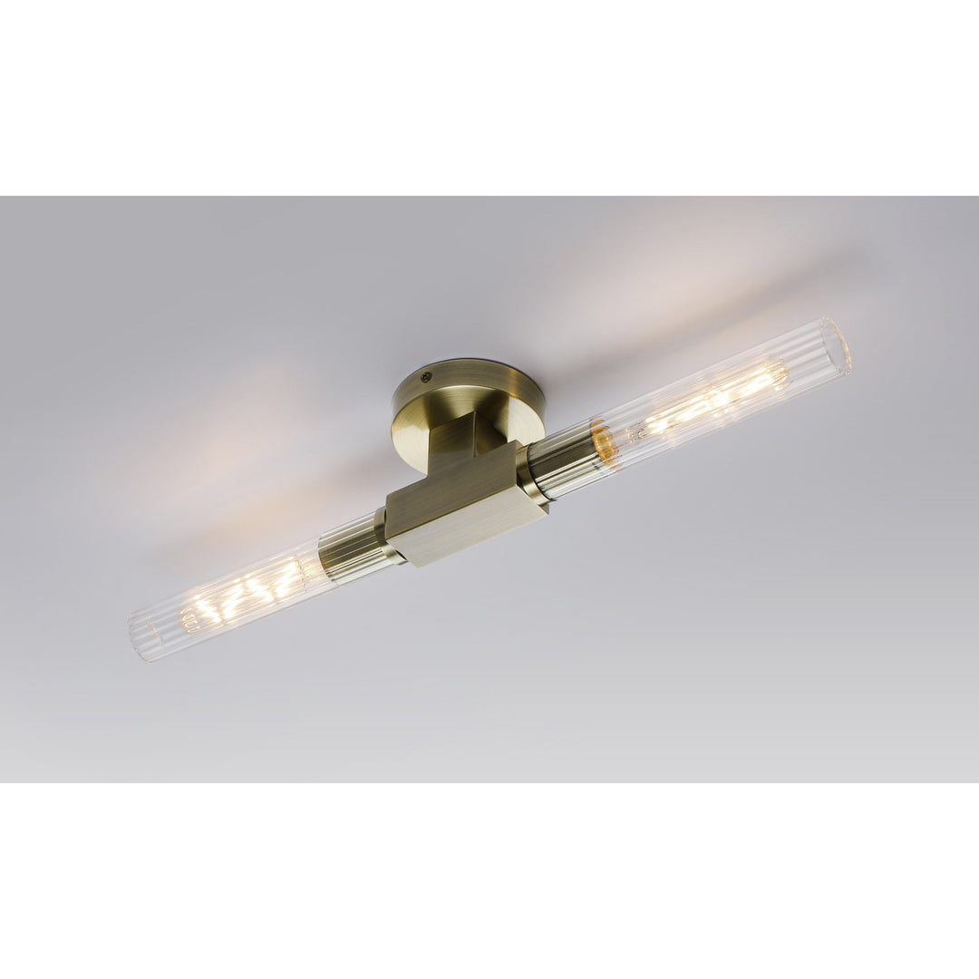 Nelson Lighting NL87069 Alissa 2 Light Bathroom Wall/Ceiling Light Antique Brass