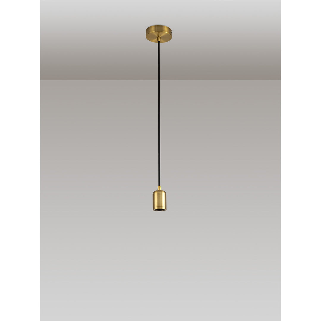 Nelson Lighting NL7865/L9 Apollo 1m Suspension Kit 1 Light Gilt Bronze/Black Braided Cable