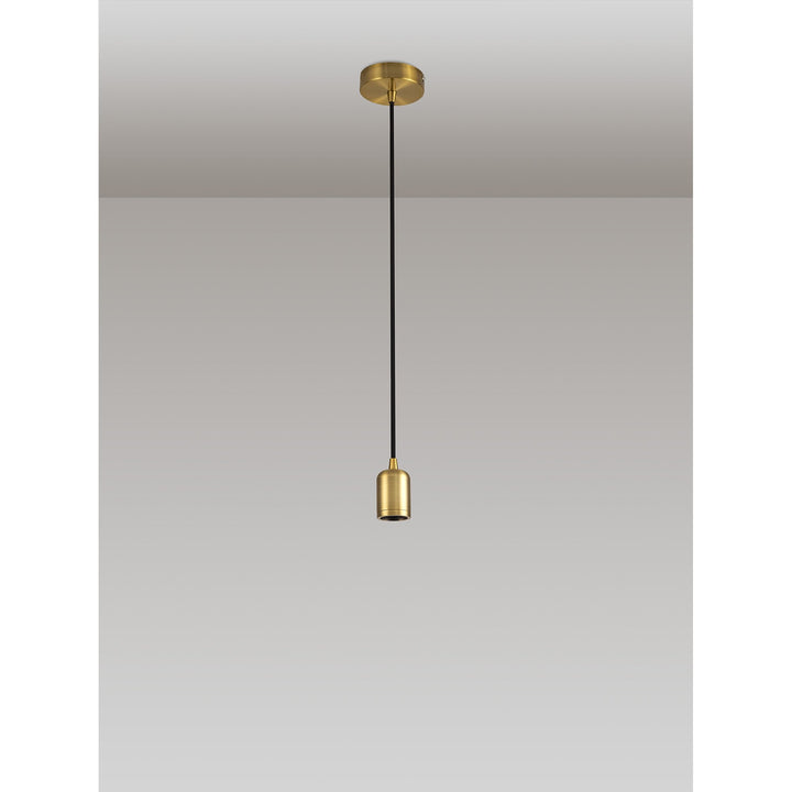 Nelson Lighting NL7865/L9 Apollo 1m Suspension Kit 1 Light Gilt Bronze/Black Braided Cable