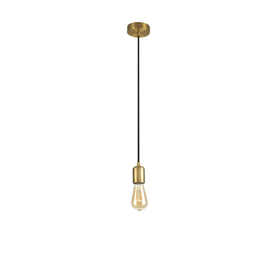 Nelson Lighting NL7865/L9 Apollo 1m Suspension Kit 1 Light Gilt Bronze/Black Braided Cable