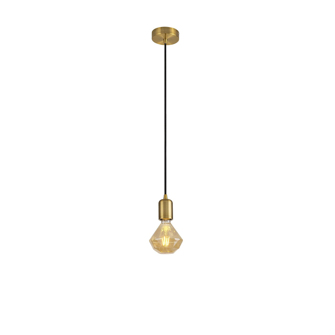 Nelson Lighting NL7865/L9 Apollo 1m Suspension Kit 1 Light Gilt Bronze/Black Braided Cable