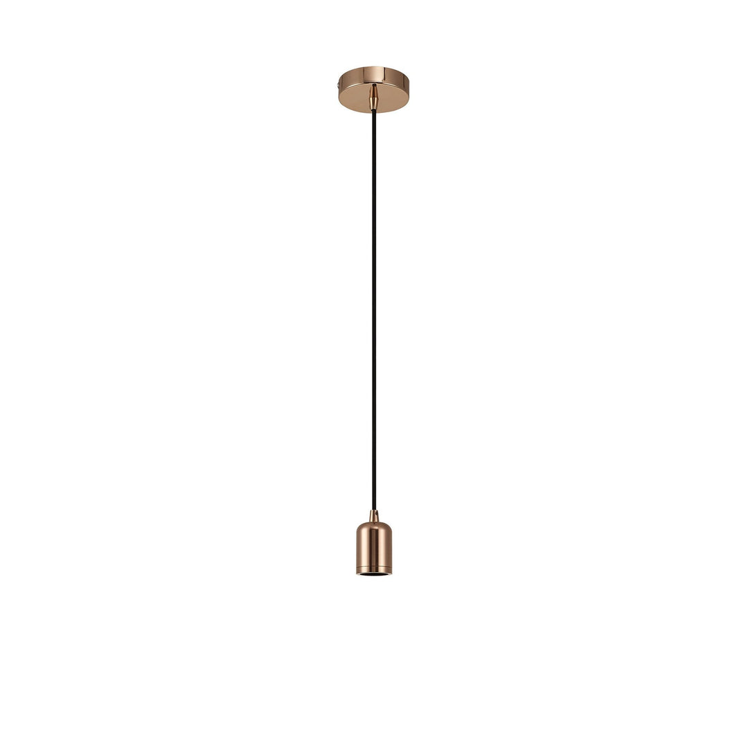 Nelson Lighting NL7866/L9 Apollo 1m Suspension Kit 1 Light Rose Gold/Black Braided Cable