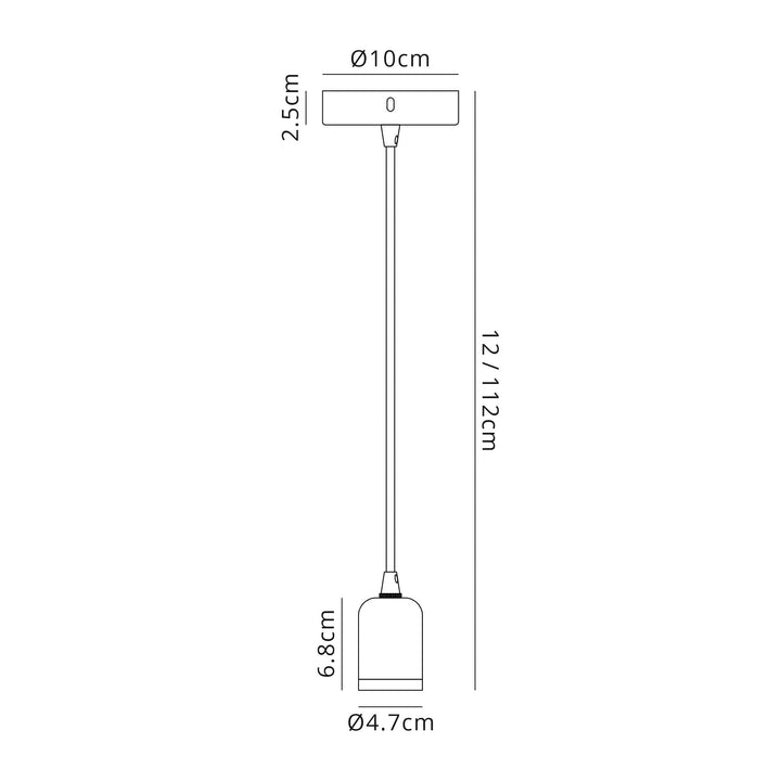 Nelson Lighting NL7870/L9 Apollo 1m Suspension Kit 1 Light Warm Grey/Black Braided Cable