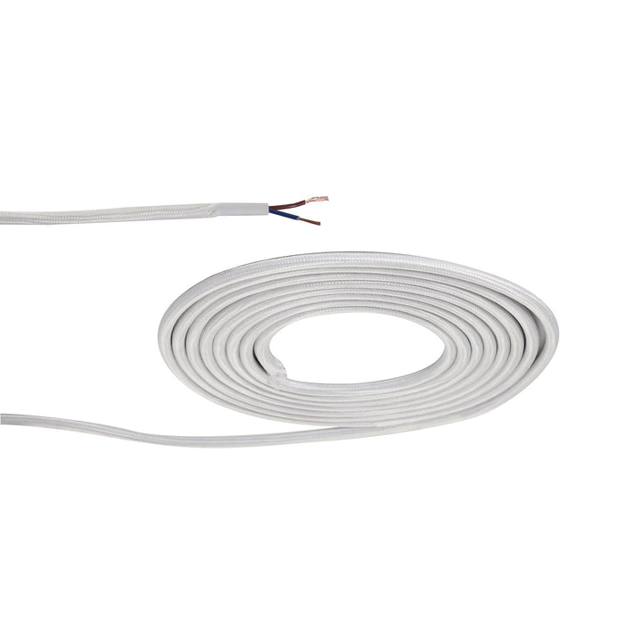 Nelson Lighting NL80699 Apollo 25m Roll White Braided 2 Core 0.75mm Cable VDE Approved