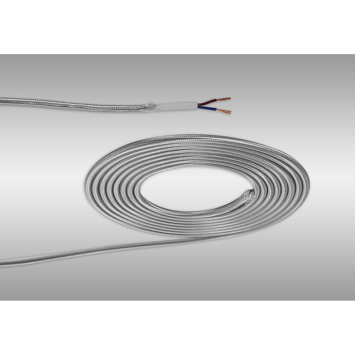 Nelson Lighting NL8071/M9 Apollo 1m Silver Braided 2 Core 0.75mm Cable VDE Approved