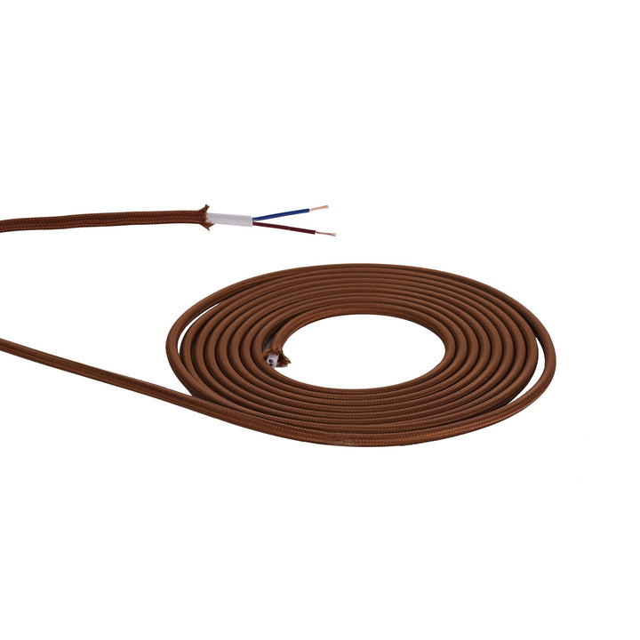 Nelson Lighting NL80729 Apollo 25m Roll Dark Brown Braided 2 Core 0.75mm Cable VDE Approved
