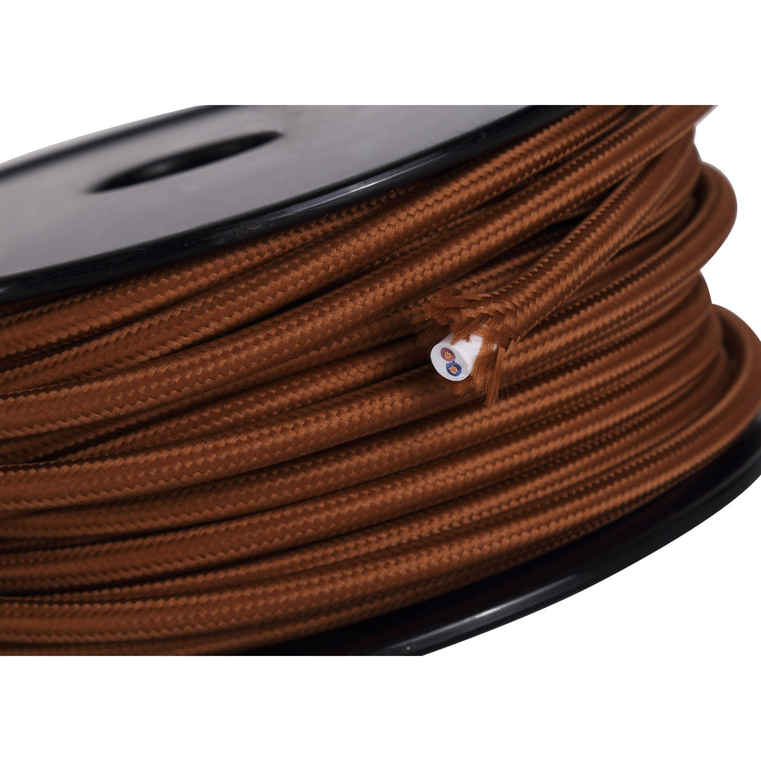 Nelson Lighting NL80729 Apollo 25m Roll Dark Brown Braided 2 Core 0.75mm Cable VDE Approved