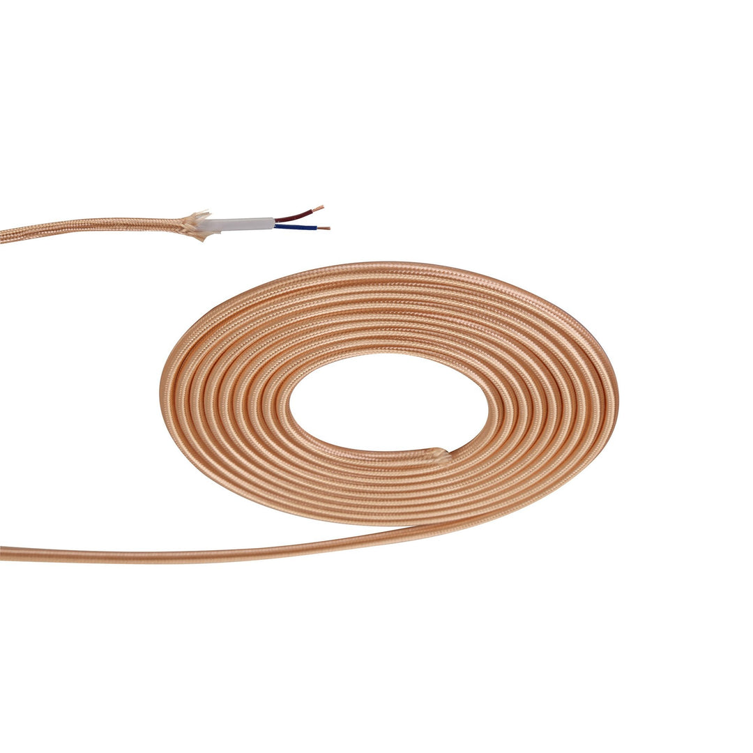 Nelson Lighting NL80769 Apollo 25m Roll Rose Gold Braided 2 Core 0.75mm Cable VDE Approved