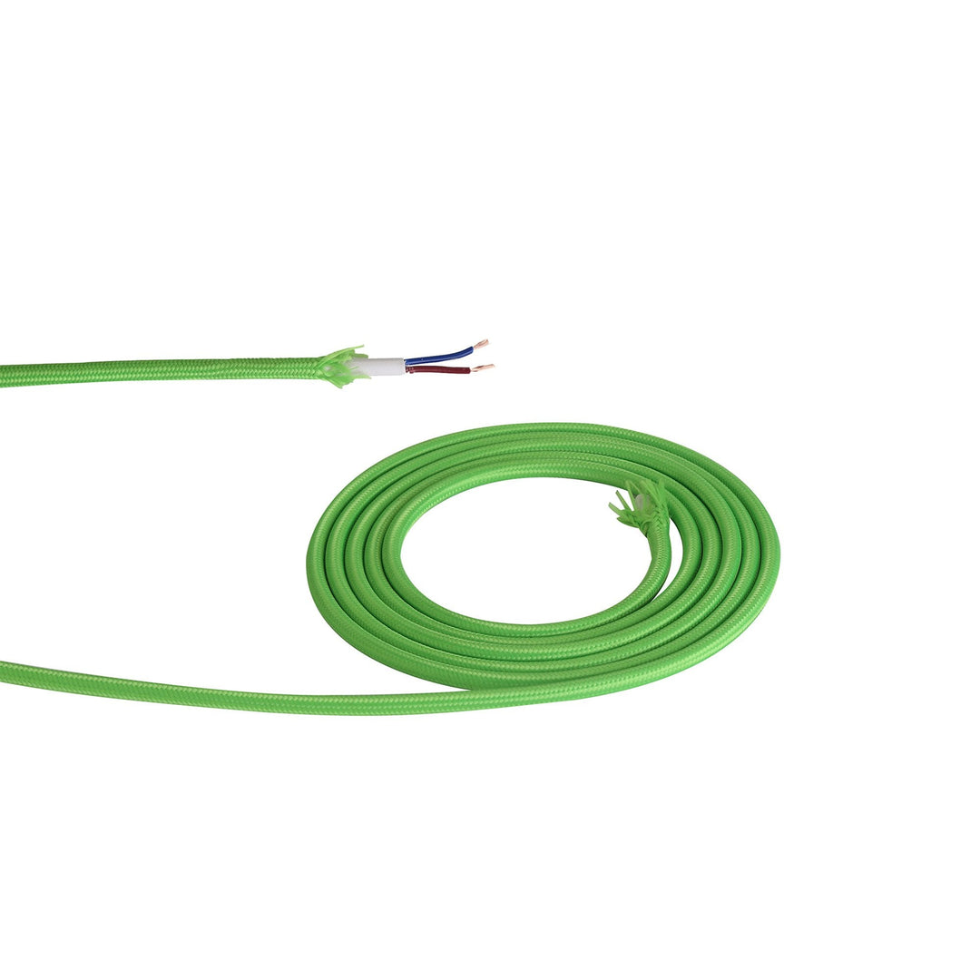 Nelson Lighting NL80799 Apollo 25m Roll Lime Green Braided 2 Core 0.75mm Cable VDE Approved