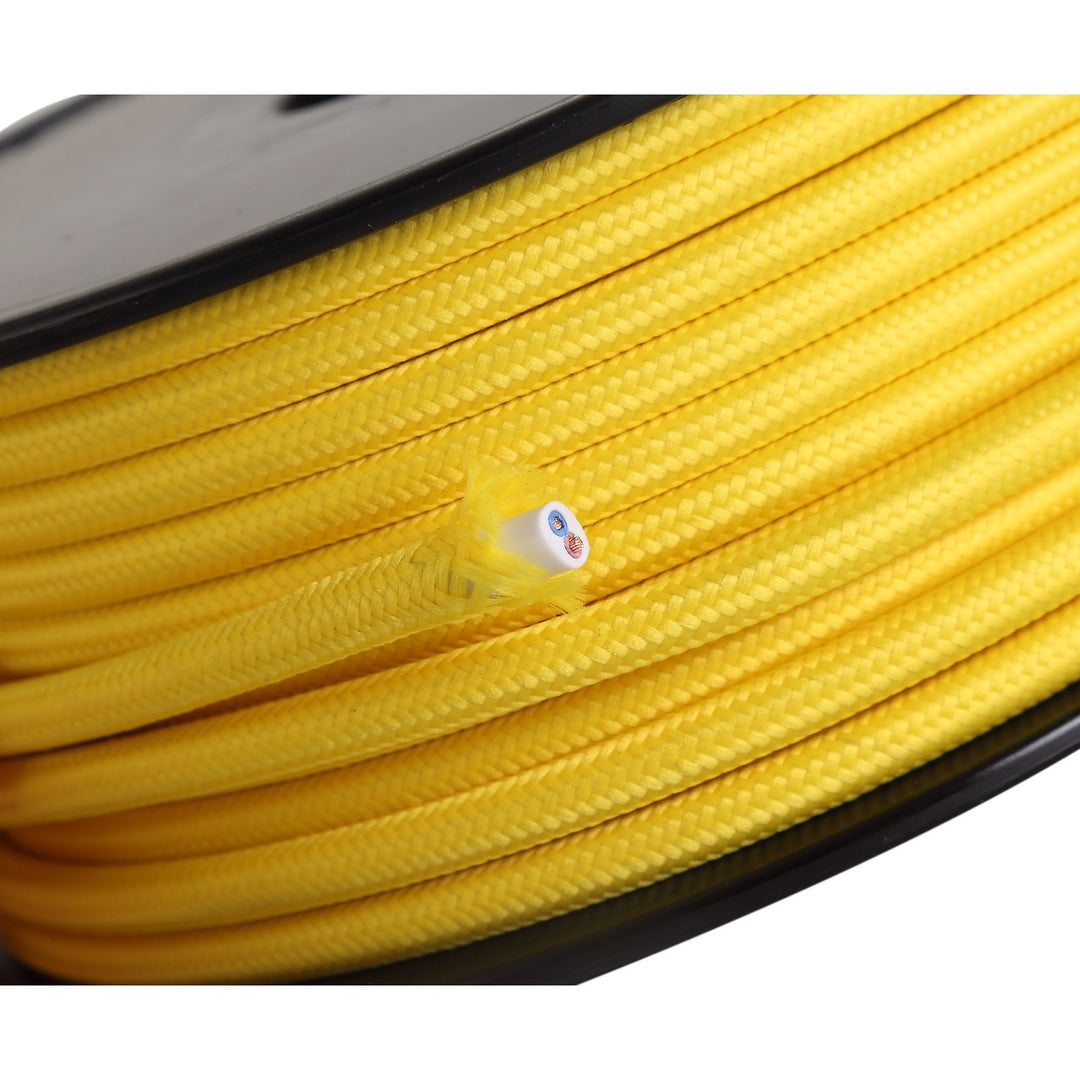 Nelson Lighting NL80829 Apollo 25m Roll Yellow Braided 2 Core 0.75mm Cable VDE Approved