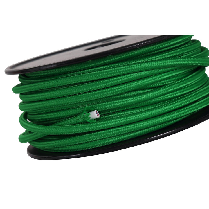 Nelson Lighting NL80849 Apollo 25m Roll Bottle Green Braided 2 Core 0.75mm Cable VDE Approved