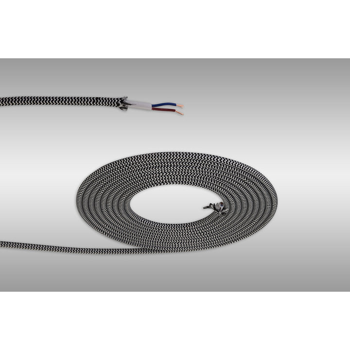 Nelson Lighting NL8085/M9 Apollo 1m Black & White Wave Stripes Braided 2 Core 0.75mm Cable VDE Approved